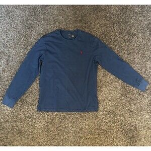 Polo Ralph Lauren Men’s M Blue Cotton Knit Long Sleeve Crew Neck Logo T-Shirt